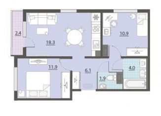 Продается 2-ком. квартира, 54.3 м2, Свердловская область, улица Архитектора Белянкина