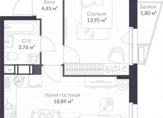 Продажа 1-ком. квартиры, 41.6 м2, Сертолово