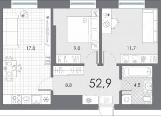 Продажа двухкомнатной квартиры, 52.9 м2, Тюмень