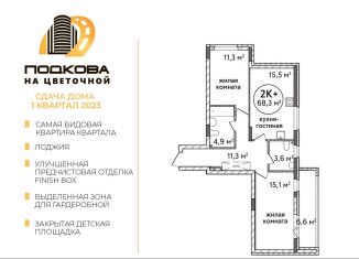 Продам двухкомнатную квартиру, 68.3 м2, Нижний Новгород, жилой комплекс Подкова на Цветочной, 8, Приокский район
