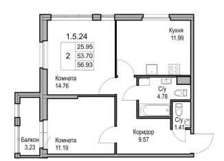 Продажа 2-комнатной квартиры, 54.7 м2, Санкт-Петербург, Курляндская улица, 10-12, метро Балтийская