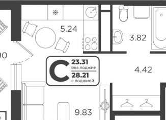 Квартира на продажу студия, 23.1 м2, Тюмень, Холодильная улица