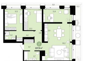 Продажа трехкомнатной квартиры, 106.4 м2, Тюмень, жилой комплекс Европейский квартал, с23