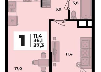Продажа 1-комнатной квартиры, 37.3 м2, аул Новая Адыгея