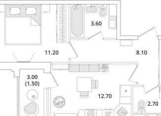 Продажа 1-комнатной квартиры, 39.8 м2, Санкт-Петербург, муниципальный округ Юнтолово