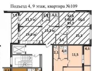 Продаю трехкомнатную квартиру, 83.7 м2, Ковров, Комсомольская улица, 1А