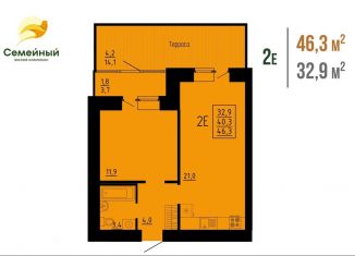 Продается 2-комнатная квартира, 46.3 м2, село Засечное, жилой комплекс Семейный, с14