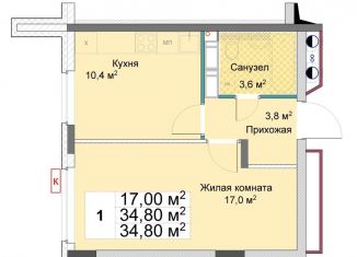 Продается 1-ком. квартира, 34.8 м2, Нижегородская область