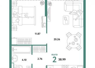 Продам 2-ком. квартиру, 39 м2, Тюмень