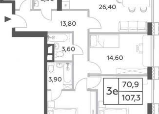 Продам 4-ком. квартиру, 107.3 м2, Москва, проспект Генерала Дорохова, вл1к1