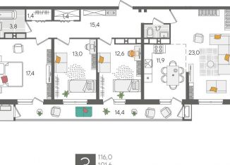 Продаю 4-комнатную квартиру, 116 м2, Краснодар, Карасунский округ, Таманская улица, 159