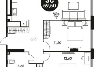 Продам 2-ком. квартиру, 59.5 м2, Ростов-на-Дону, Красноармейская улица, 254