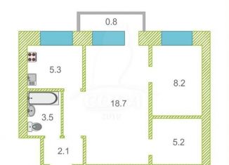 Продается 2-ком. квартира, 44 м2, Тюменская область, Рижская улица, 66