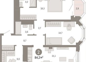 2-ком. квартира на продажу, 84.2 м2, Екатеринбург, улица Некрасова, 8