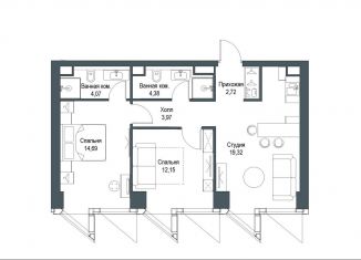 Продажа 2-комнатной квартиры, 61.3 м2, Москва, ЖК Фили Сити