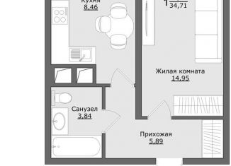 Продается 1-ком. квартира, 34.7 м2, Хотьково