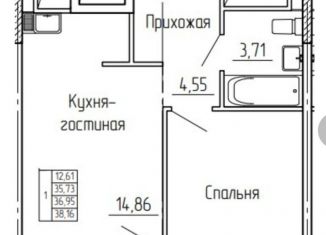 Продаю 1-ком. квартиру, 37 м2, Тюмень, Калининский округ