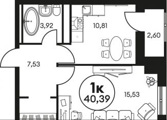 1-ком. квартира на продажу, 40.4 м2, Ростовская область