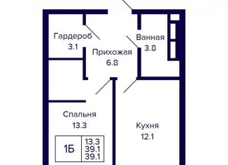 1-комнатная квартира на продажу, 39.1 м2, Новосибирск, Красносельская улица