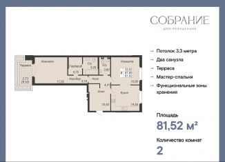 2-ком. квартира на продажу, 81.5 м2, Ростов-на-Дону, Социалистическая улица, 118