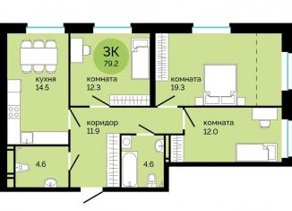 Продам 3-комнатную квартиру, 79.2 м2, Пермский край, улица Яблочкова, 5к4