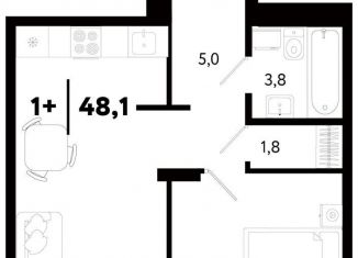 Продаю 1-комнатную квартиру, 48.2 м2, Тюмень