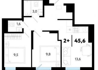 Продаю 2-комнатную квартиру, 45.6 м2, Тюмень