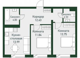 Продам двухкомнатную квартиру, 58.9 м2, посёлок Западный, Спортивная улица, 18