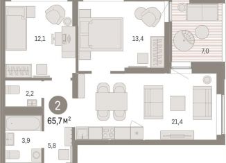 Продается 2-ком. квартира, 65.7 м2, Свердловская область, улица Гастелло, 19А