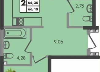 Продается 2-комнатная квартира, 66.1 м2, Краснодар, Прикубанский округ, улица имени Генерала Брусилова, 5лит1.2