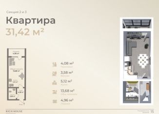 Квартира на продажу студия, 34 м2, Махачкала, Ленинский район, проспект Насрутдинова, 156