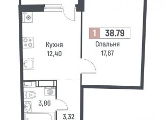 Продам 1-ком. квартиру, 37.3 м2, Мурино