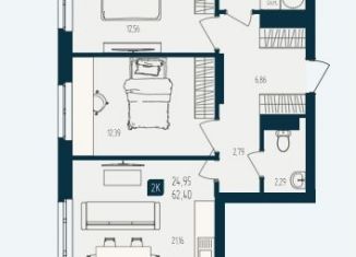 Продам 2-ком. квартиру, 62.4 м2, Москва, улица Кулибина