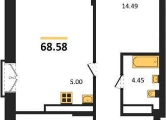 Продаю 2-ком. квартиру, 68.6 м2, Новосибирск, метро Золотая Нива