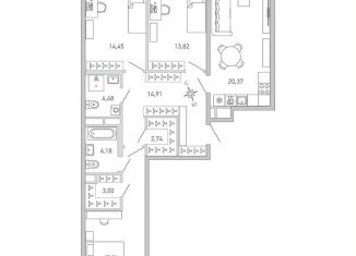 Продам 3-ком. квартиру, 95 м2, Санкт-Петербург, набережная Чёрной речки, 1, набережная Чёрной речки