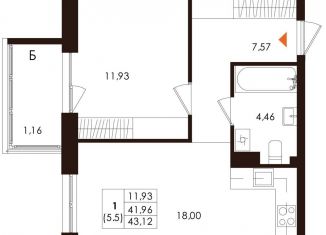 Продается 1-комнатная квартира, 43.1 м2, Санкт-Петербург