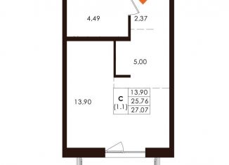 Продам квартиру студию, 27.1 м2, Санкт-Петербург