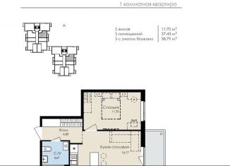 Продаю 1-ком. квартиру, 38.6 м2, Ленинградская область, улица Достоевского, 1