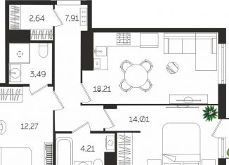 Продается 2-ком. квартира, 64.7 м2, Тульская область