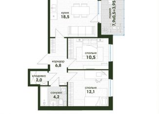 Продается двухкомнатная квартира, 58.1 м2, Краснодар