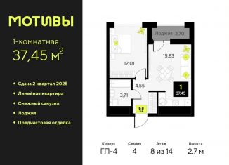 Продажа 1-ком. квартиры, 37.5 м2, Тюменская область