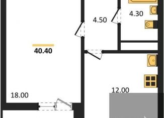 Однокомнатная квартира на продажу, 40.4 м2, Воронеж, улица Шишкова, 140Б/6