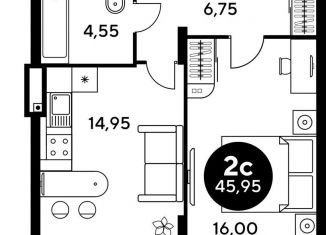 Продается 2-ком. квартира, 46 м2, Ростовская область, бульвар Платова, 12