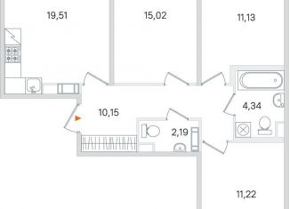 Продажа трехкомнатной квартиры, 75.4 м2, Пушкин