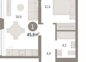 Продажа 1-ком. квартиры, 45.8 м2, Тюменская область