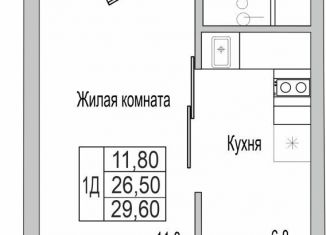 Продаю 1-ком. квартиру, 29.6 м2, деревня Борисовичи, улица Героя России Досягаева, 4