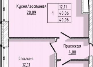 Продам 1-комнатную квартиру, 40.1 м2, Нальчик, Кабардинская улица, 191А, район Аэропорт