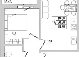 Продается 1-комнатная квартира, 38.7 м2, Псковская область