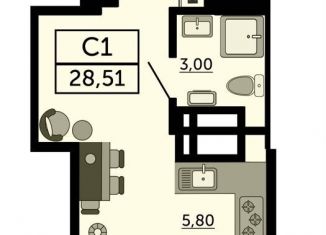 Продажа квартиры студии, 28.5 м2, Ростов-на-Дону, Привокзальная улица, 9, Железнодорожный район