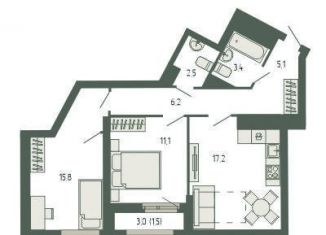 Продается 2-комнатная квартира, 63.2 м2, Екатеринбург, площадь Жуковского, 8, метро Ботаническая